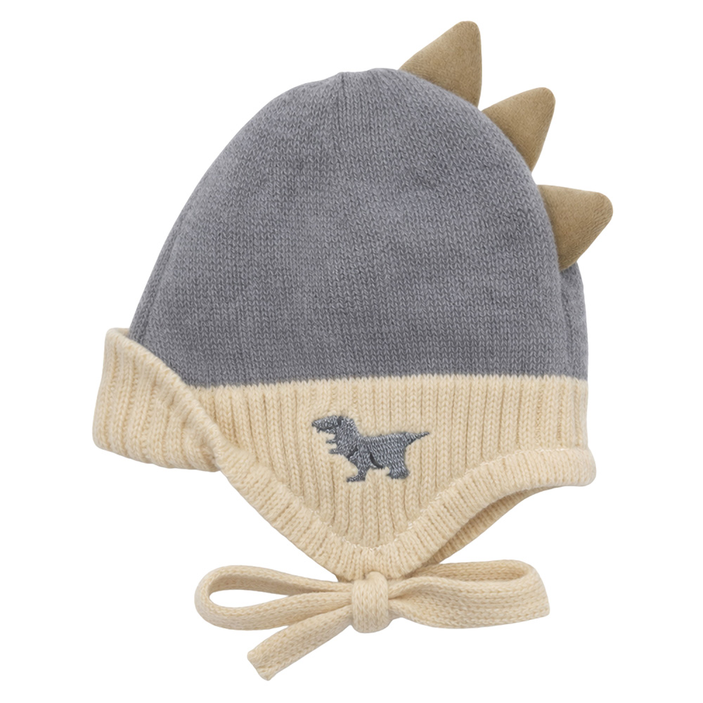 Image Tuque Dino pour enfants - Beige & Gris (3-5 ans)